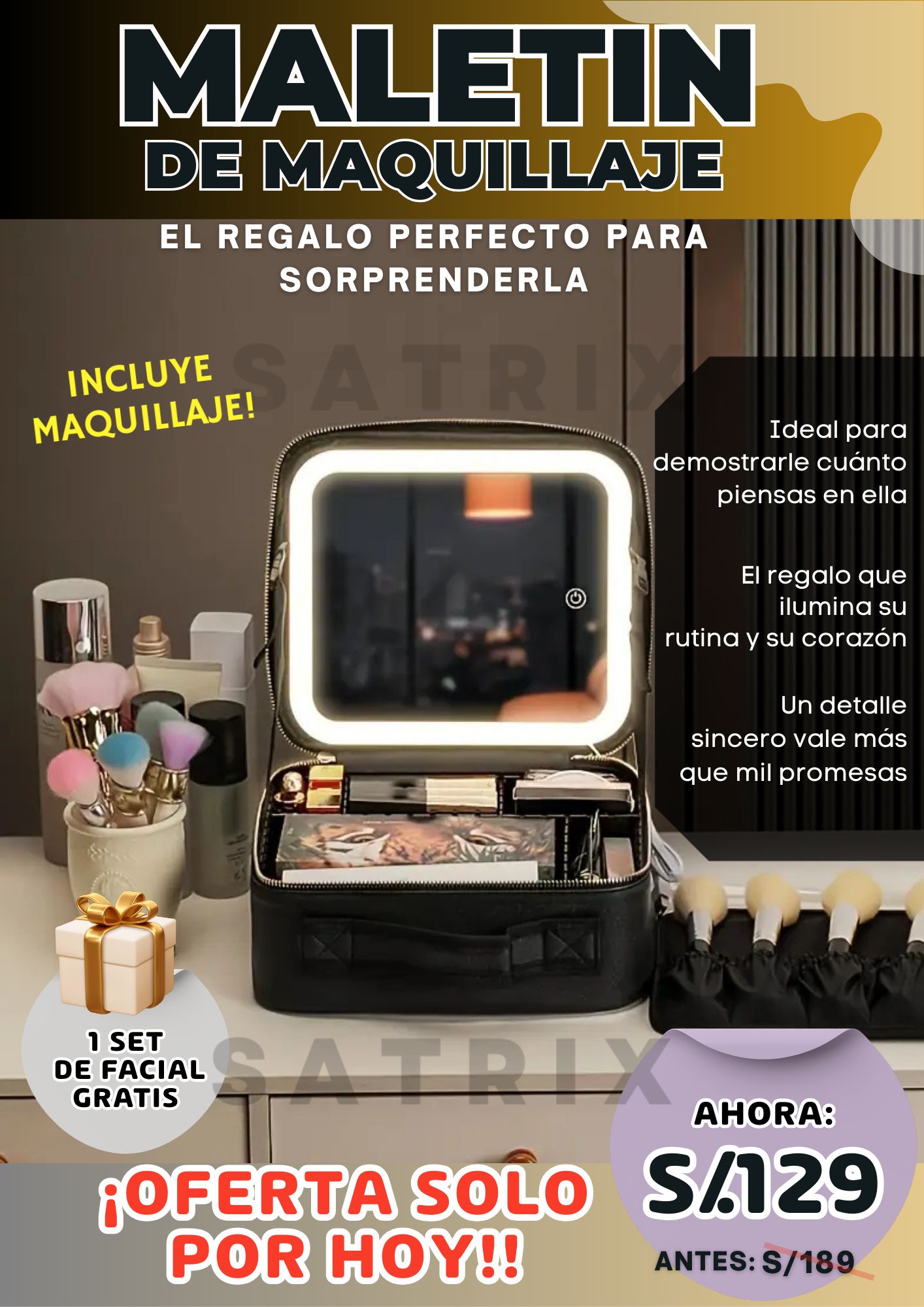 Maletín Portátil con Maquillaje LED