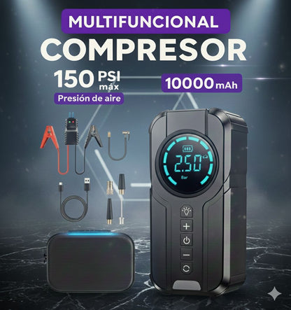 ARRANCADOR PORTÁTIL POWERJUMP 10 000 mAh - Compresor de Aire + Luz LED + PowerBank / 10 000 mAh