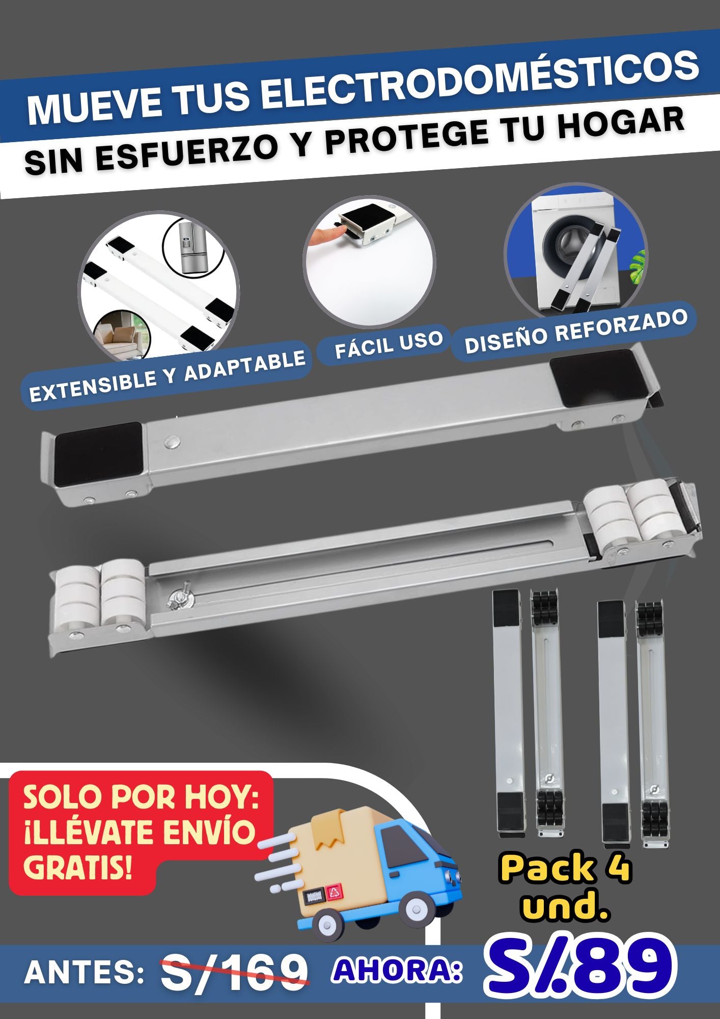 PACK 4 UND. SoportePro Ajustable - Para todo tipo de electrodomésticos